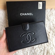 Chanel 經典大雙C黑色魚子醬金釦長夾