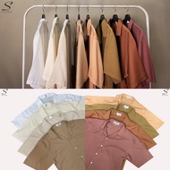 [ลด 10% โค้ด FEB50MA ] S1: SEOULSHIRTS  เสื้อเชิ้ตเกาหลี แขนสั้น สีพื้นมินิมอลสี EARTH TONE ไซซ์ M L XL XXL คุณภาพดี สั้น อัลมอนด์ XXL 46"