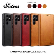 Suteni Leather Flip Case Samsung S25 Ultra Plus 5G Leather Casing Cover Samsung S25 Ultra Casing