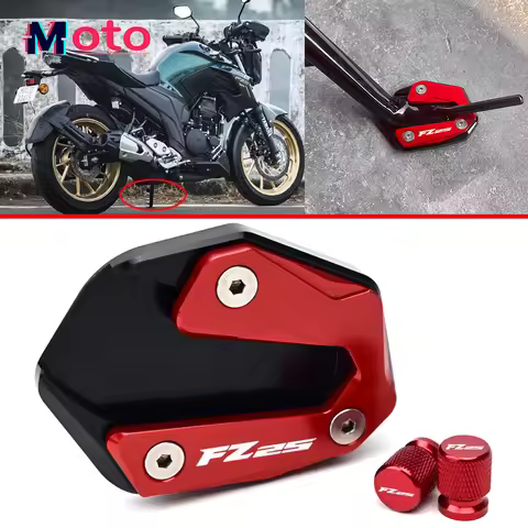 FZ25 Motorcycle CNC Accessories Kickstand Foot Side Stand Enlarger Pad & Tire Valve Cap For YAMAHA F