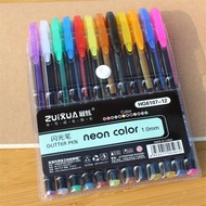 12in1 Color Ball Pen Set Neon Color Glitter Pen Blink Pen Pastel Pen Metal Pen 1.0mm Ballpoint Pen S