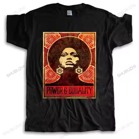 Men Cotton casual T Shirt Summer cool Tshirt Brand Clothing Nehasigo Angela Davis Power And Equality