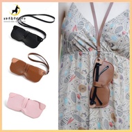 RM5B9G89Z หนังพียู ถุงเก็บแว่นตา คอห้อยคอ สีทึบทึบ กระเป๋าใส่แว่นกันแดด  แบบพกพาได้ กล่องแว่นตา