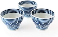 Single Living Tableware, Hot Water Only, Komamuscular Weave Flowers, Set of 3, Blue, φ4.3 x H 3.1 in