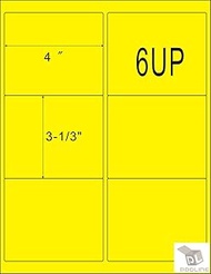 ProLine 6up 100 Sheets Neon Fluorescent Yellow Internet Shipping Labels 3-1/3" x 4" FBA Labels (600 