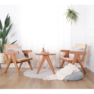 MODA Velentina Rattan Accent Chair, Solid Rubberwood Rattan Lounge Chair with Chair Arm