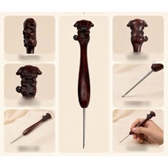 Rosewood-Handled Dog Crochet Hook, Zodiac Series (12), Premium Fulanda Crochet Needles