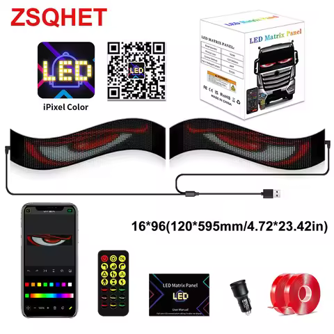 ZSQHET Car Sign Bluetooth APP LED Matrix Pixel Panel Night Light DIY Programmable Flexible LED Displ