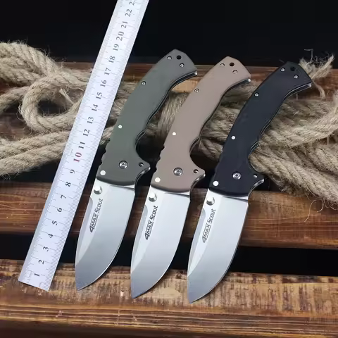 Cold 62RQ EDC Pocket Folding Knife AUS-10A Steel Outdoor Camping Hunting Bushcraft Survival Tools 10