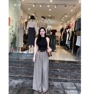 Loose fabric pants with belt 25510, length 100