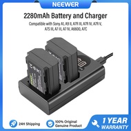 NEEWER 2280MAh แบตเตอรี่และเครื่องชาร์จทดแทนพร้อมหน้าจอ LCD ใช้งานได้กับกล้อง Sony A1 A9 II A7R III 