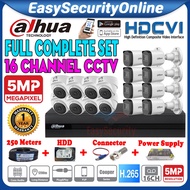 DAHUA 5MP Full Complete Set 16 CHANNEL HD 1080P CCTV 16 CH DVR + Camera + HARD DISK + Power Supply +