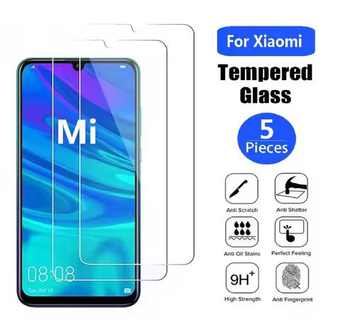 5Pcs Tempered Glass For Xiaomi Mi 9 8 SE 9T Pro Max 9 8 A3 A2 Lite 6 6X Mix 3 Play Screen Protector
