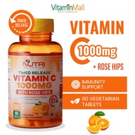 Nutri Botanics Vitamin C 1000mg + Rose Hips Time Release Tablet - Vitamin C Supplement Immune - 60's
