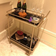Wine and Beverage Home Dining Cart Mobile gold Push Cart Small Cart Delivery Cart European Style Dou