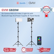 GVM GB20W On-Camera RGB LED Video 2-Light Kit with Bluetooth App and Power Supplies & Tripod Stands