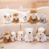ANEMONE West Highland Plush Toy, Lying Stuffed Animals Simulation Akita Dog, Lovely with Chain Real 