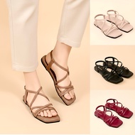 Aluna LOVA Elegant Women's Strap Sandals, Korean Style Flats, Trendy Gladiator Sandals, Simple, Cute