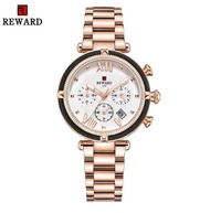 REWARD นาฬิกาข้อมือสายสแตนเลส กระจกตัดแข็งแรงหรูหรา มีวันที่แสดง  รุ่น RD63084 พร้อมกล่องนาฬิกา REWA