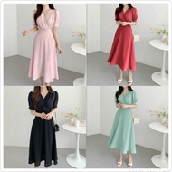 MERAH Women's Red Dres December Dris Korean Style Red Dress Women's Midi Dres Natalan Girl Dris Drs 