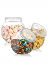 1個透明塑料糖果罐帶蓋,家庭儲物箱,可放餅乾、洗衣粉珍珠等廚房用品收納