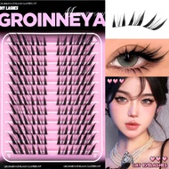 GROINNEYA Fox Eye Cluster Eyelash Extensions Wispy Manga Eyelash Clusters Spikes Eyelash Extension