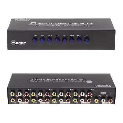 8-Way AV Switch RCA Switcher 8 in 1 out Composite Video L/R Selector Box for DVD Game Consoles
