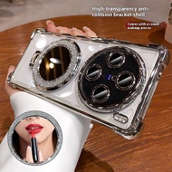 Luxury Plating Mirror Bracket Clear Phone Case For VIVO X200 Pro Mini X200 Pro X100 Ultra X100S X100
