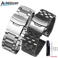 Luxury quick release Solid Full Stainless Steel Watchbands 18mm 20mm 22mm 24mm For Galaxy watch Strap For Seiko Huawei gt3 pro 46 42mm Metal Business Bracelet