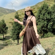 Miss38 Chocolate Wasteland Style Sling Dress Dress [DC8299-1] (Ready Stock) Large Size Dress Adjusta