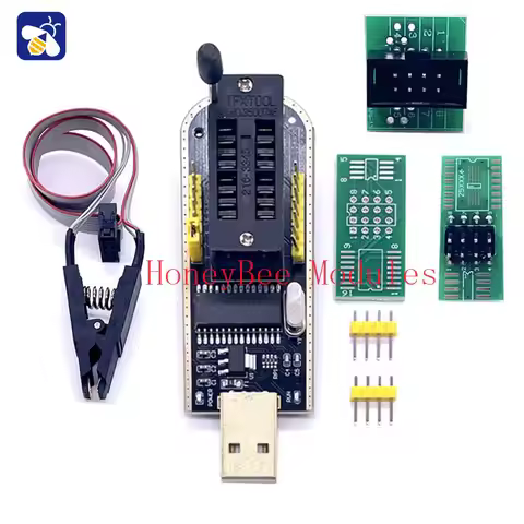CH341B Programmer adapter+SOIC8 adapter+ SOP8 clip with cable+1.8V adapter EEPROM Flash BIOS USB ele
