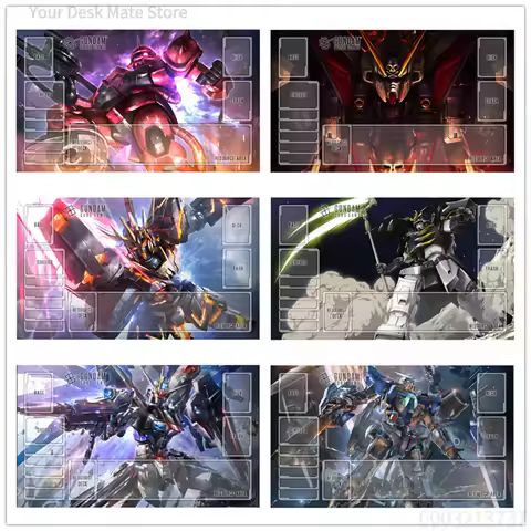 BANDAI Anime Gundam Game GCG DIY Card Playmat Aerial Char Zaku 2 Freedom Deathscythe Hobby Collectio