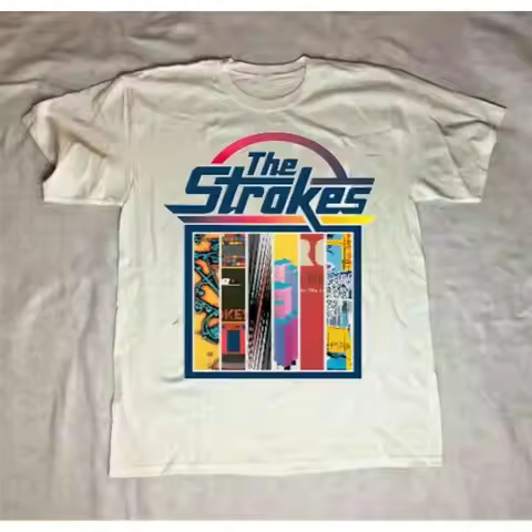 Men's The Strokes Band Vintage 90s Rock Tour T-Shirt Official Album Cover Graphic Tee with Is This I