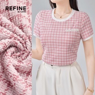 (Refine by Lovito) Elegant Blouse Office Colorblock Fabric Stitching Pearls Spring/summer Pink Blous