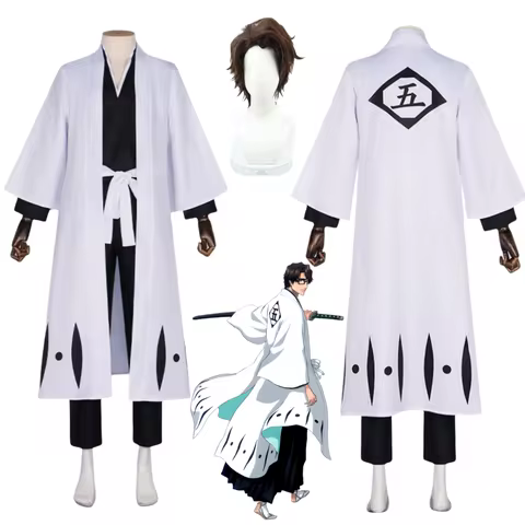 Anime Bleach Aizen Sousuke Cosplay Costume Wig Sets Bleach Thousand Year Blood War Gotei 13 Team 5 C