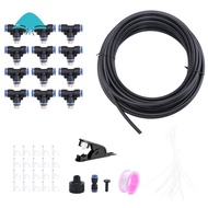 Misting Cooling System DIY 33 FT(10M) Misting Line +12Brass Mist Nozzles for Patio Waterpark Garden 