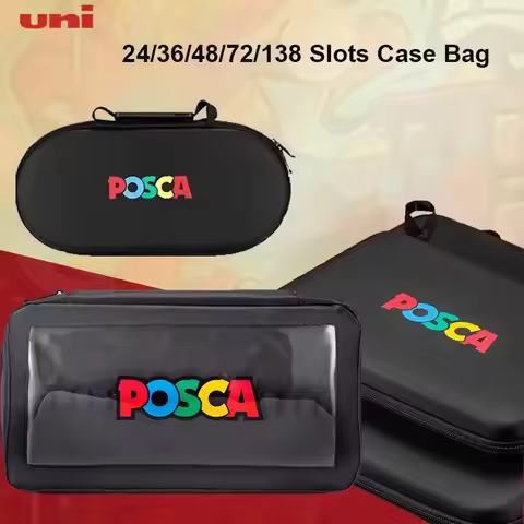 Uni Portable Handbag for Posca PC-1M/3M/5M/8K/17K Markers, Practical Folding Zipper 24/36/48/72/138 