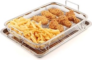 Barbqtime Air Fryer Basket for Oven, 12.8"" x 9.8"" Air Fryer Basket &amp; Tray for Oven, Stainless Steel Baking Tray with Basket, Crisper Tray for Convection Oven, GX#3Z170NB-AFB1-A
