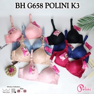 POLINI PREMIUM EMBOSED BRA 6658 CUP B 3 HOOKS SIZE 38-44