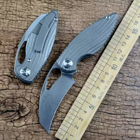 TWOSUN 2.75” M390 Blade TC4 Titanium Handle Folding Pocket Knife for Outdoor Hunting Survival TS32