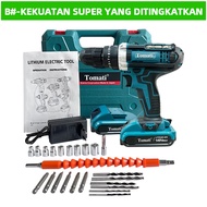 bor tangan tanpa kabel 149VF Dua Baterai Bor tangan tanpa kabel / Mesin bor cordless/Elektrik Drill/ bor listrik/beton besi kayu full set pilihan Bor tanpa kabel