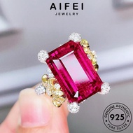 AIFEI JEWELRY Perak Camellia For Perempuan Sterling Adjustable Women 925 Diamond 純銀戒指 Korean Accessories Pink Silver Cincin Original Crystal Ring R2596