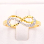 Happy Jewelry แหวนอินฟินิตี้เส้นคู่ ฝังเพชรด้านข้าง สวยๆ ทองแท้ 9k 37.5% เพชรเกสร ME868