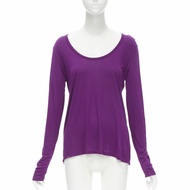 new THE ROW Hazelton 100% viscose purple scoop neck long sleeve tshirt S