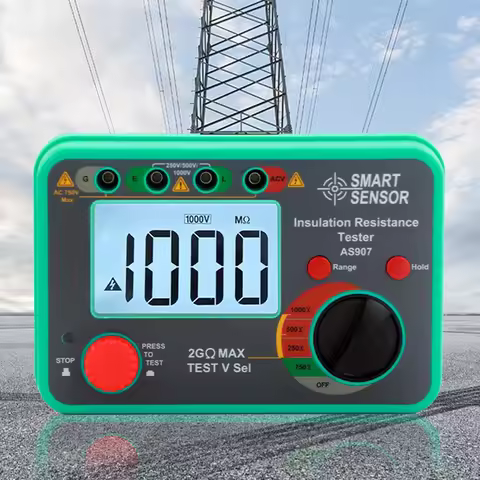 AS907 Digital Megohmmeter Insulation Resistance Tester with Clear Backlit Display and Easy Operation