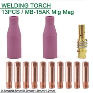 【Must-Have Accessories】 13pcs 15AK Welding Consumables 0.6/0.8/0.9/1.0/1.2mm MIG Gas Ceramic Nozzle