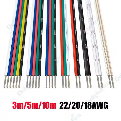 18 20 22 AWG LED Extension Cable 2/3/4/5/6Pin 12V Electrical Wire For WS2812B 5050 RGB RGBWW LED Lig