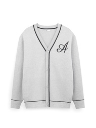 AIIZ เสื้อคาร์ดิแกนคอวีผู้ชายผ้าถัก AIIZ Mens A Logo Tipping Cardigan
