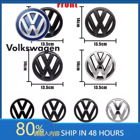 For VOLKSWAGEN VW Volkswagen 135mm Car Front Grille Badge and 110mm Rear Trunk Emblem Lid Logo Acces