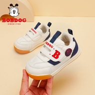 巴布豆（BOBDOG）童鞋软底透气男宝宝学步鞋秋季新款时尚女童儿童运动鞋 米/藏青蓝 22码内长14.5cm